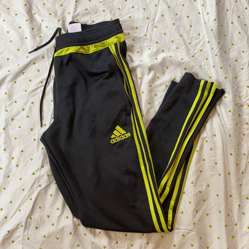 Gray and Green Men’s Adidas Track Pants